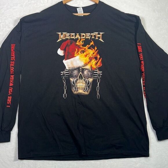 Megadeth‎ limited release flaming winter skull long sleeve Shirt NWOT Men 2XL - Picture 1 of 6